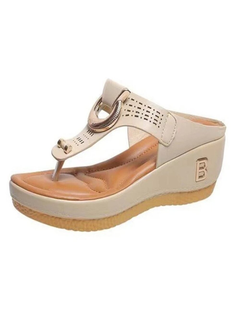 Anti-Slip Women Orthopedic Sandals Casual Beach Comfy Shoes Mid-Wedge Flip Flops - Picture 6 of 16